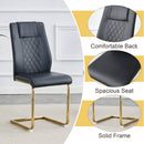 Table and chair set.63'x31.5x30' Luxurious Pandora patterned Sintered Stone Tabletop with Golden Stainless Steel Butterfly Legs.Paried With 4 Black High-quality PU Chairs With Arched Metal Legs.