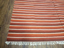 Large Striped Woolen Handmade Throw Blanket, Twin Size Bedding Hand-Woven, Indian Kilim Area Rug, 6x8 - 7x8, South American Style Textile