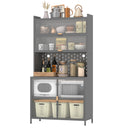 73'' Tall Kitchen Pantry Cabinet , 6 Level Flip Door with Pegboard Spacious, Adjustable & Stylish Metal Pantry Storage Cabinet, Anti-Tip Design Hutch for Kitchen, Dining Room, Living Room(Grey)