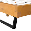 PINE WOOD BED FRAME KING SIZE,NATURAL & BLACK COLOR