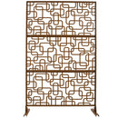 Outdoor & Indoor Privacy Screen Metal Privacy Screen 76' H×48' W, Freestanding Decorative Privacy Screen for Deck Balcony Patio, Privacy Fence Panels for Outside Lawn Garden PS114 BROWN