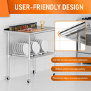 Stainless Steel Table 30 x 36 Inches Metal Prep Table with Adjustable Undershelf Wheels Stainless Table for Commercial Kitchen, Outdoor, Restaurant, Hotel & Garage