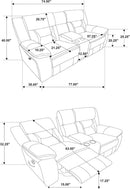 Taupe Recliner Loveseat With Center Console Manual Recline