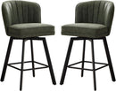 Swivel Counter Height Bar Stools Green Faux Leather