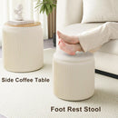 White Velvet Upholstered Storage Ottoman Vanity Set