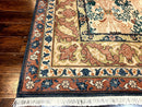 10x13 Wool Rug, Floral Pattern, Birds, Handmade Vintage Carpet, Couristan Rug, Beige