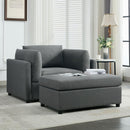 Modern Oversized Armchair with Ottoman, Single Sofa with Lumbar Support, Accent Chair, Reading Chair for Bedroom, Living Room, Dark Grey