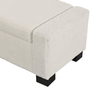 Textured Boucle Ottoman Bench with Hinged Lid for Seating and Storage in Beige, 50 Inches, Solid Wood