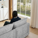 Contemporary Modular Sectional Sofa, 105 Inch L-Shaped Couch Set with Movable Ottoman, Chenille Grey