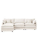 Contemporary Modular Sectional Sofa L-Shaped Couch Set with Movable Ottoman Chenille Beige 105 Inch