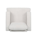 Upholstered Fabric Club Chair with Iron Legs, Beige