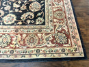 Vintage Oriental Rug 8x11, Floral Persian Design Carpet, Turkish Power Loomed Rug, Navy Blue Red Cream