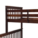 Espresso Wooden Twin Over Full Bunk Bed with Storage Drawers, Ladder, and Safety Guard Rails