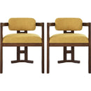 Indoor Upholstered Wood Dining Chair(Set of 2),Yellow+Walnut