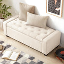 48 Inch Storage Unit Ottoman Bench Upholstered Beige