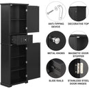 Tall Bathroom Storage Cabinet, Freestanding Storage Cabinet with Drawer and Adjustable Shelf, MDF Board with Painted Finish, Black