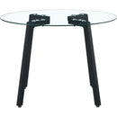 Modern simple style round transparent tempered glass table, tempered glass table top, black metal legs, suitable for kitchen, dining room and living room, 40 '*40' *29.5 '1123r