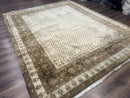 Indo Persian Rug, Allover Pattern, Beige, Wool Handmade Carpet