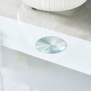Modern White Marble Pattern Coffee Table - Versatile Design, Tempered Glass, MDF, Oval Countertop