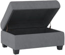 Dark Gray Upholstered Ottoman With Concealed Storage