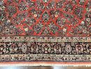 Square Persian Sarouk Rug 11x11 ft, Rare Size, Hand Knotted Wool Floral Allover Red Persian Carpet, Handmade Antique Rug