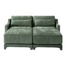 Stylish Two-Seater Sofa with Ottoman and Lumbar Pillows, Green Chenille Fabric, Ergonomic Design