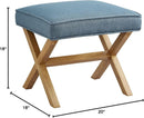 Indigo Blue Upholstered Ottoman Foot Stool 20Wx18Dx18H