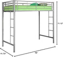 Silver Metal Industrial Twin Over Loft Bunk Bed With Ladder