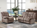 Manual Two Seat Loveseat Recliner Sofa Light Brown