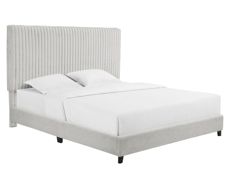 Walker Edison | King Size Minky Stone Upholstered Platform Bed