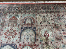 Silk Sino Persian Rug 9x12, Panel Design, Garden of Eden Pattern, Fine 200 KPSI, Hand Knotted Room Sized Silk Carpet, Vintage