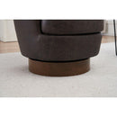 PU leather Swivel Barrel Chair, Swivel Accent Chairs Armchair for Living Room, Reading Chairs for Bedroom Comfy, Round Barrel Chairs with Gold Stainless Steel Base (Brown)