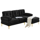 82.6' Modern Sectional Sofas Couches Velvet L-Shaped Couches for Living Room, Bedroom, Black