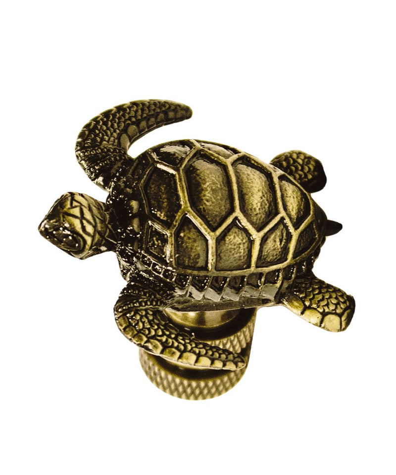 1.4"H Antique Metal Sea Turtle Antique Brass Base Lamp Finial