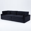 112-inch black corduroy sofa: two throw pillows, four backrests, opening up a new style for the living room's casual area