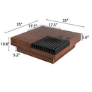 ITALIAN RETRO-Inspired Acacia Wood Storage Coffee Table, Brown & Black, MDF & Acacia, 35x35 inches