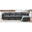 Modular Sectional Sofa,  L Shaped Couch Set for Living Room, 4-Seater Comfy Cloud Couches with Movable Ottoman Dark Grey
