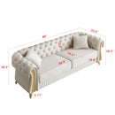 89''W Chesterfield Modern Tufted Velvet Living Room Sofa with Two Seat Cushions and Two Toss Pillows,Beige