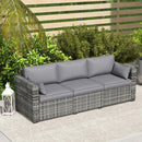 Three Seater Wicker Sofa with Side Tray Tables