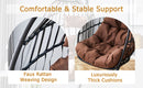 Indoor Outdoor Egg Swing Chair with Stand, Patio Grey Wicker Rattan Hanging Chair with Rope Back, Cushion,Cover,All Weather Foldable Hammock Chair for Bedroom, Porch, Garden