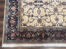 Sino Persian Rug 8x10, Allover Pattern, Beige and Midnight Blue, Wool Oriental Carpet