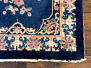 Chinese Rug 3x6, Peking Rug, Blue Chinese Wool Rug, Fete Rug