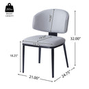 Modern PU Leather Upholstered Dining Chairs, Gray, Metal Legs, Set of 2
