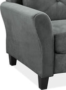 Harrington Grey Sofa Button Tufted Rolled Arm With Plush Cushions