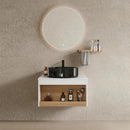 Floating Bathroom Vanity With Vessel Sink With Open Shelf Storage
