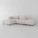 Soft Corduroy Sectional Sofa Set L Shaped Cream Modular