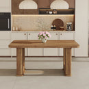 Stylish Wood Color Textured Dining Table MDF Material with Wood Grain Stickers 64.5 x 35.4 Inch