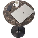 Round Bar Table With Faux Marble Top And Metal Base