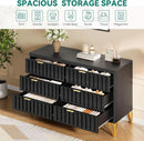 Fluted Stainlesssteel Dresser Six Drawer Black Mattefinish