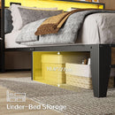 Queen Size RGB LED Headboard With Storage And Charging